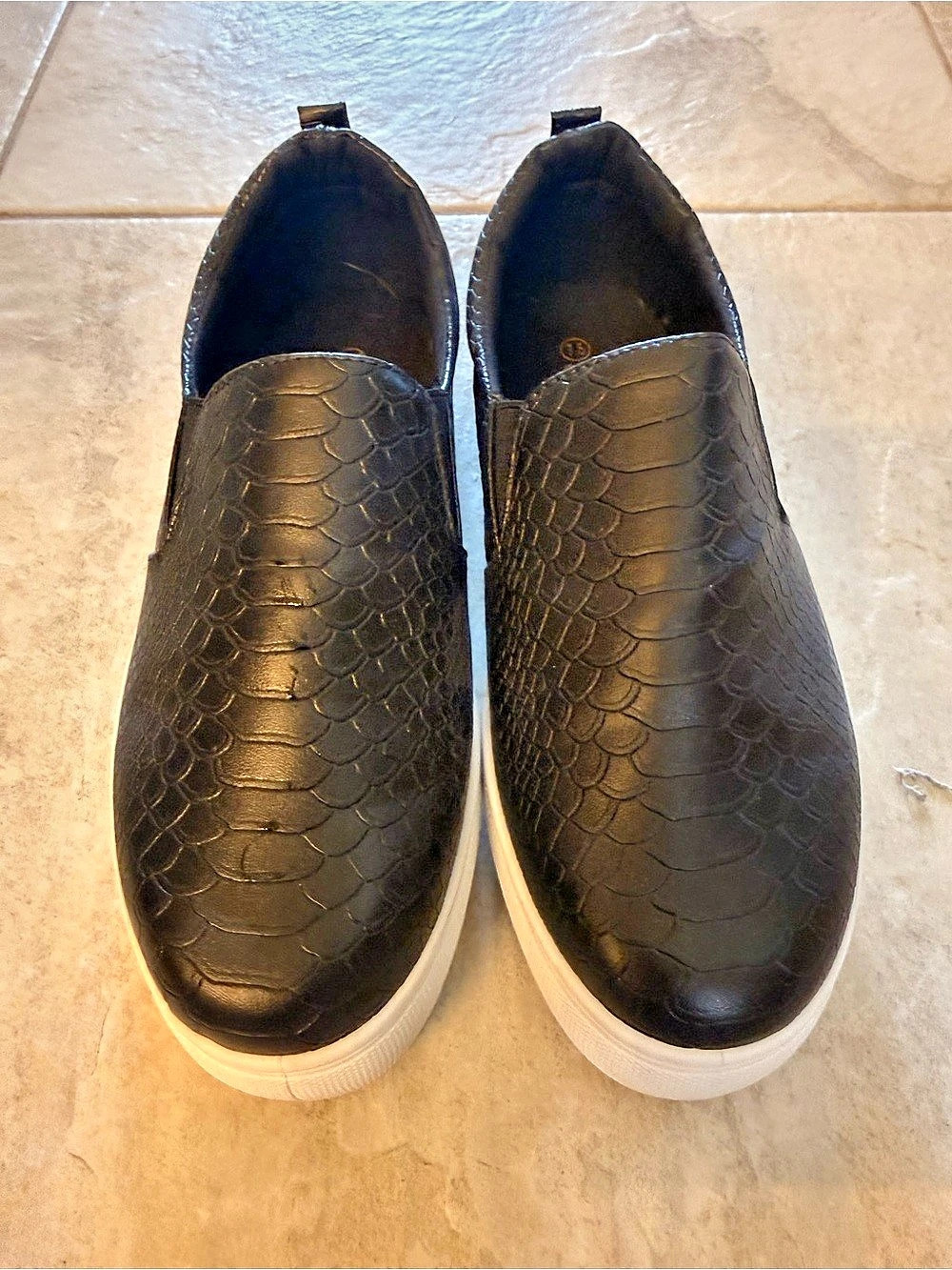 Matt's Black Textured Slip-On Sneakers Like New
